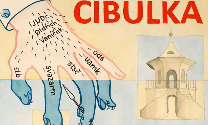 Na chátrání Cibulky nedávno upozornila také umělecká skupina Nová věčnost v rámci své výstavy o squattingu v pouliční galerii Artwall. Foto Archiv autora