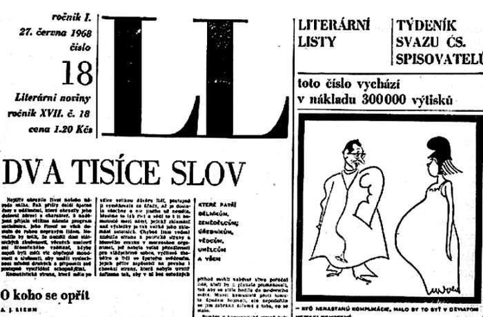 Manifest 2000 slov, které patří dělníkům, zemědělcům, úředníkům, umělcům a všem z června 1968 byl za normalizace ocejchován na kontrarevoluční pamflet. Foto Moderní dějiny
