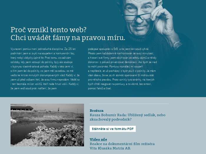 Agrofert vytvořil o „prohřešcích“ Bohumíra Rady speciální webovou stránku. Repro DR