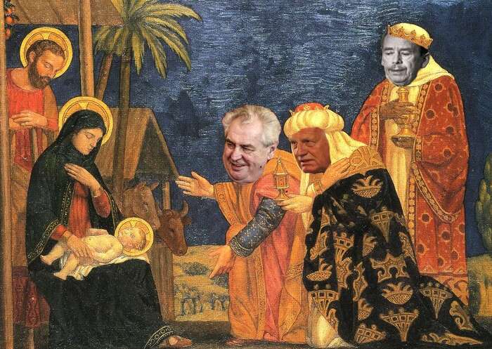 A tři králové? Z Havla je zombie, Klaus má oči jen pro zrcadlo a Zeman mi našeptává bonmoty. Repro Ondřej Macl