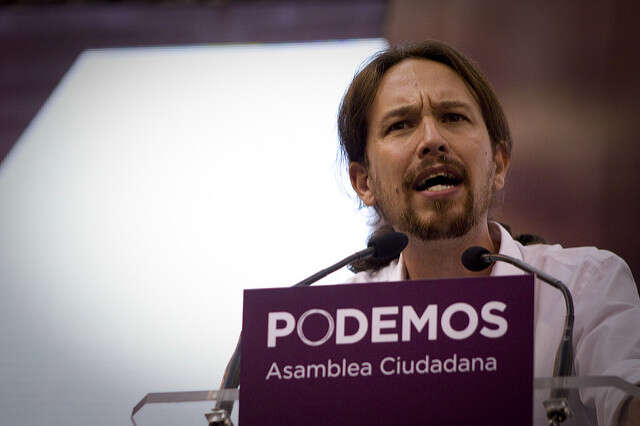 Pablo Iglesias na stranickém sjezdu v roce 2017. Foto Jairo Vargas Martín, flickr.com