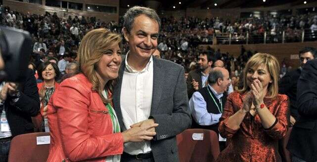 Susana Díazová se těšila podpoře emeritních socialistických lídrů. Zde s expremiérem Josém Luisem Zapaterem. Foto archiv EDC