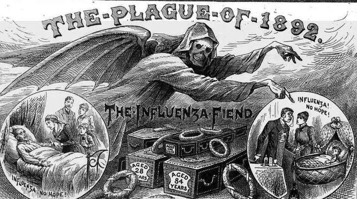 Evropská epidemie chřipky v roce 1890 vyřadila třetinu zaměstnanců a inspirovala rozsáhlá opatření v oblasti politiky veřejného zdraví. Repro DR
