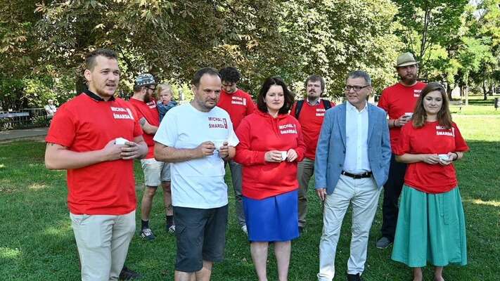 Prý Budoucnost: její spolupředseda Filip Hausknecht, senátní kandidát a neúspěšný uchazeč o funkci ministra kultury ve vládě Andreje Babiše Michal Šmarda, ministryně Jana Maláčová, ministr Lubomír Zaorálek a členka vedení Zelených Anna Gümplová. Foto FB Michal Šmarda