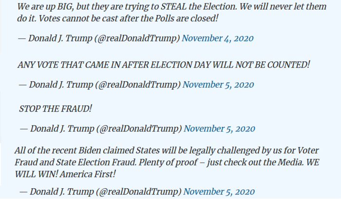 Během sčítání korespondenčních hlasů v prvních dnech po volbách se snažil Trump vytvořit dojem, že někdo umožňuje lidem stále hlasovat. Repro DR