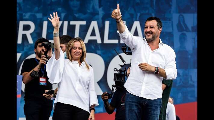 Matteo Salvini z Ligy a Giorgia Meloniová z Fratelli d'Italia — současní vůdcové italské krajní pravice. Foto archiv CD