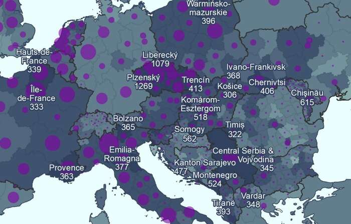 Za hranicemi našeho promořeného dvorečku je širý svět, v němž se zachraňují životy. Údaje o týdenních nárůstech ve vybraných ohniscích mluví samy za sebe. Mapa WHO Europe